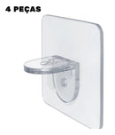 Kit 4 suporte adesivo prateleira transparente mão francesa cantoreira - fronteiradobrasil